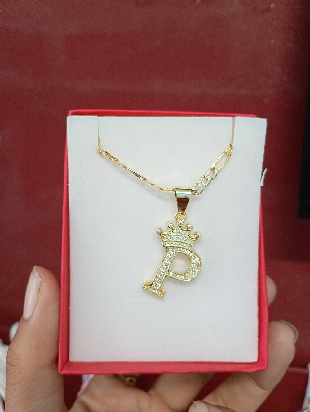 Crown Initial P Necklace